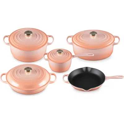 Le Creuset Signature 9-piece Enameled Cast Iron Set In Pink