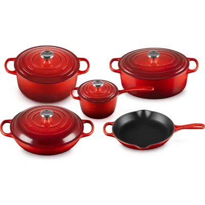 Le Creuset Signature 9-piece Enameled Cast Iron Set In Red