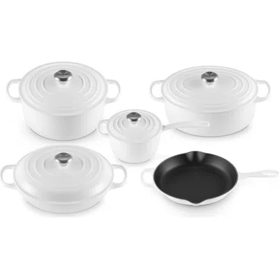 Le Creuset Signature 9-piece Enameled Cast Iron Set In White