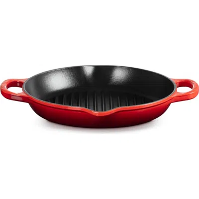 Le Creuset Signature Deep Round Enamel Cast Iron Grill Pan In Cerise