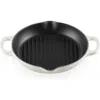 Le Creuset Signature Deep Round Enamel Cast Iron Grill Pan In Meringue