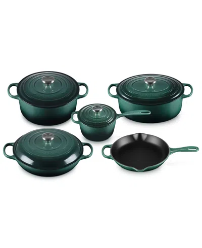 Le Creuset Signature Enameled Cast Iron 9-piece Cookware Set In Green