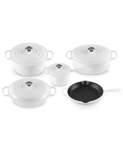 Le Creuset Signature Enameled Cast Iron 9-piece Cookware Set In White
