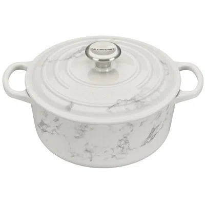 Le Creuset Signature Enameled Cast Iron Marble Collection 4.5 Qt Round Dutch Oven With Lid In White