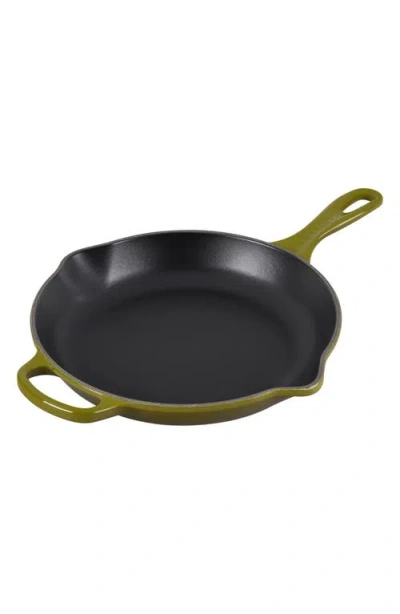 Le Creuset Signature Handle 10 1/4 Inch Enamel Cast Iron Skillet In Blue