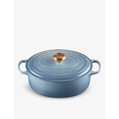 Le Creuset Chambray Signature Oval Cast-iron Casserole Dish In Chambray