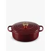 Le Creuset Rhone Signature Oval Cast-iron Casserole Dish In Garnet