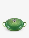 Le Creuset Bamboo Green Signature Shallow Cast-iron Casserole Dish In Bamboo Green