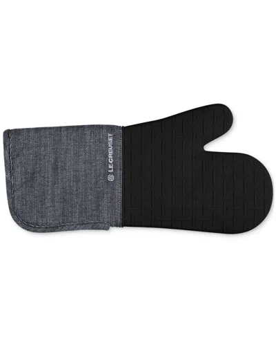 Le Creuset Silicone Lined Oven Mitt In Black
