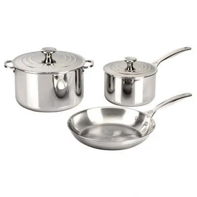 Le Creuset Stainless Steel 5 Piece Cookware Set In Silver