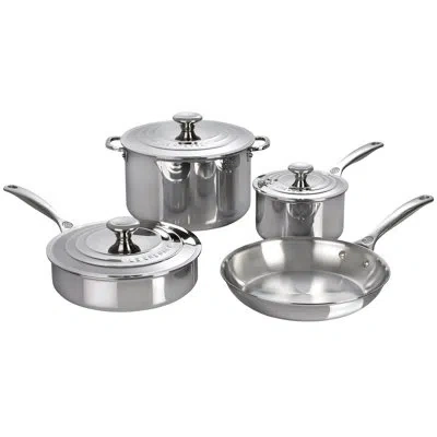 Le Creuset Stainless Steel 7 Piece Cookware Set In Mirror Polish Stainless Steel
