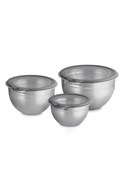 Le Creuset Stainless Steel Mixing Bowl Set In Silver