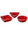 Le Creuset Stoneware 3 Piece Tapas Dishes Set In Cerise