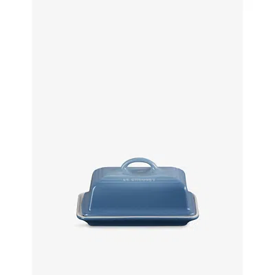 Le Creuset Hambray Stoneware Butter Dish 17cm In Blue