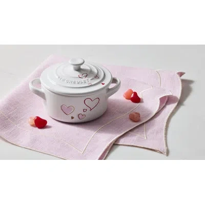 Le Creuset Stoneware Classic Round Mini Cocotte Mon Coeur 8 oz In White,red,pink