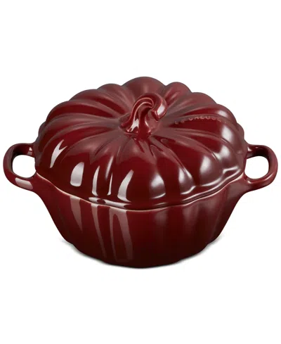 Le Creuset Stoneware Figural 12-oz. Pumpkin Petite Cocotte In Burgundy