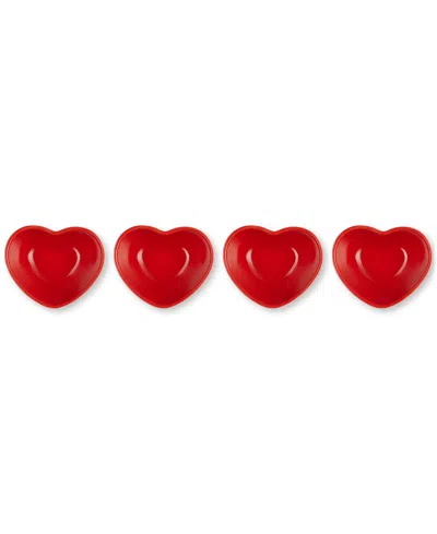 Le Creuset Stoneware Heart Mini Bowls, Set Of 4 In Cerise