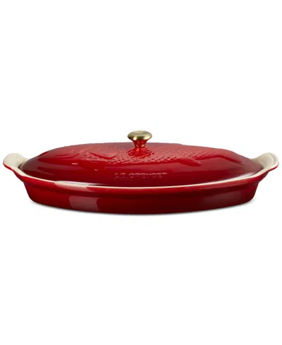 Le Creuset Stoneware Heritage 1.7 Qt. Fish Baker With Cover In Red