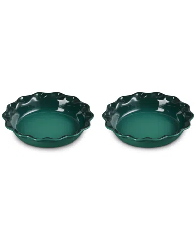 LE CREUSET STONEWARE HERITAGE FLUTED 9" PIE DISH, SET OF 2