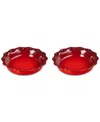 Le Creuset Stoneware Heritage Fluted 9" Pie Dish, Set Of 2 In Cerise