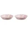 Le Creuset Stoneware Heritage Fluted 9" Pie Dish, Set Of 2 In Chiffon Pink