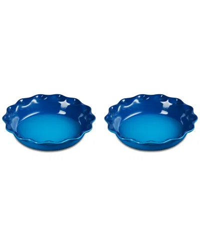 LE CREUSET STONEWARE HERITAGE FLUTED 9" PIE DISH, SET OF 2