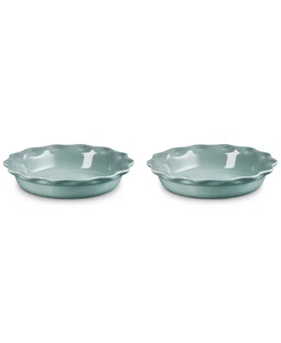 Le Creuset Stoneware Heritage Fluted 9" Pie Dish, Set Of 2 In Sea Salt