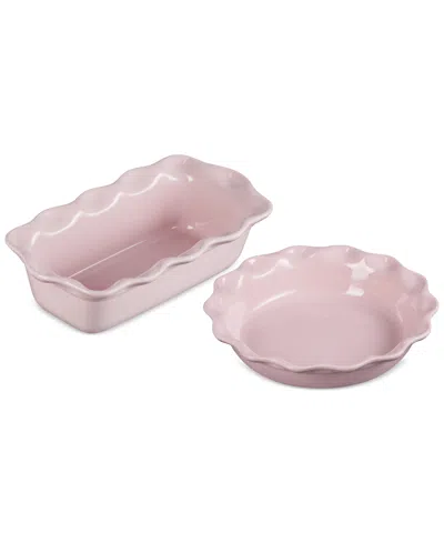 LE CREUSET STONEWARE HERITAGE PIE DISH & FLUTED LOAF PAN SET