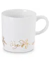 Le Creuset Stoneware Holly Collection 12 Oz. Gold Applique London Mug In White