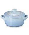 Le Creuset Stoneware Holly Collection 8 Oz. Mini Cocotte In Blue