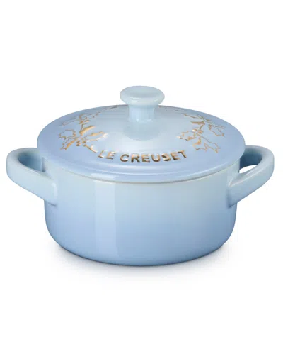 Le Creuset Stoneware Holly Collection 8 Oz. Mini Cocotte In Blue