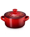 Le Creuset Stoneware Holly Collection 8 Oz. Mini Cocotte In Red