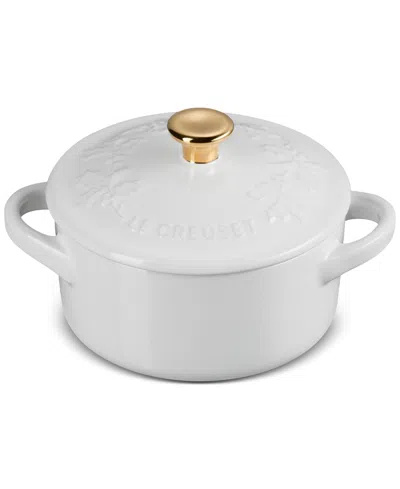Le Creuset Stoneware Holly Collection 8-oz. Mini Cocotte In White