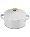 Le Creuset Stoneware Holly Collection 8-oz. Mini Cocotte In White