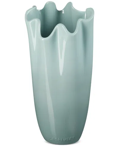LE CREUSET STONEWARE IRIS COLLECTION RUFFLE VASE, 12"H