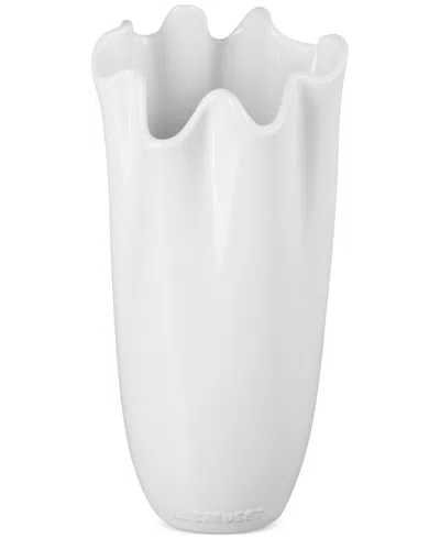 LE CREUSET STONEWARE IRIS COLLECTION RUFFLE VASE, 12"H