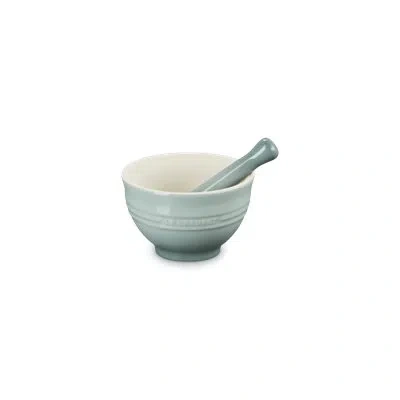 Le Creuset Stoneware Mortar And Pestle, 10 Oz. In Sea Salt