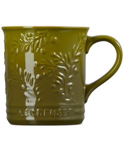Le Creuset Stoneware Mug With Embossed Olive Branch, 14 oz In Green