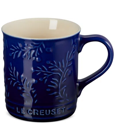 Le Creuset Stoneware Mug With Embossed Olive Branch, 14 oz In Blue