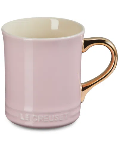 Le Creuset Stoneware Mug With Gold Metallic Handle, 14 Oz. In Pink