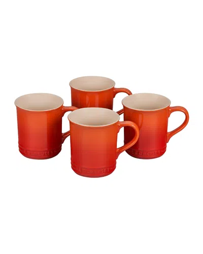 Le Creuset Stoneware Mugs, Set Of 4 In Flame