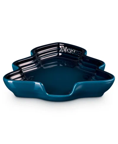 Le Creuset Stoneware Noel Collection 5.5" Tree Spoon Rest In Blue