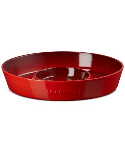Le Creuset Stoneware Oval 13" Chip And Dip Platter In Cerise