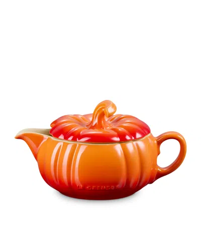 Le Creuset Stoneware Pumpkin Gravy Boat In Orange