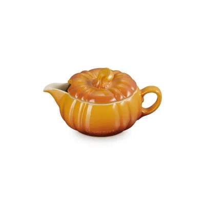 Le Creuset Stoneware Pumpkin Gravy Boat With Lid, 14 Oz. In Orange
