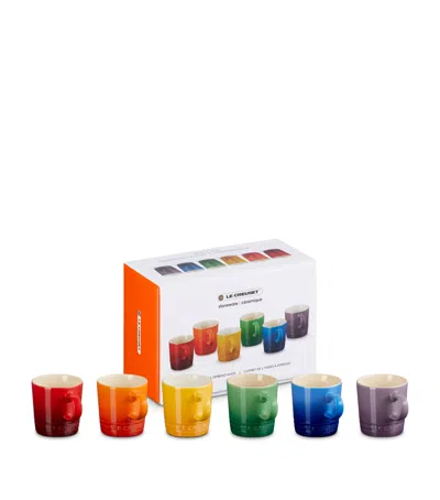 Le Creuset Stoneware Rainbow Espresso Mugs In Multi