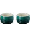 Le Creuset Stoneware Round Ramekin Straight Wall Set In Artichaut