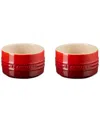 Le Creuset Stoneware Round Ramekin Straight Wall Set In Cerise