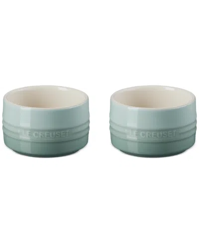 Le Creuset Stoneware Round Ramekin Straight Wall Set In Sea Salt