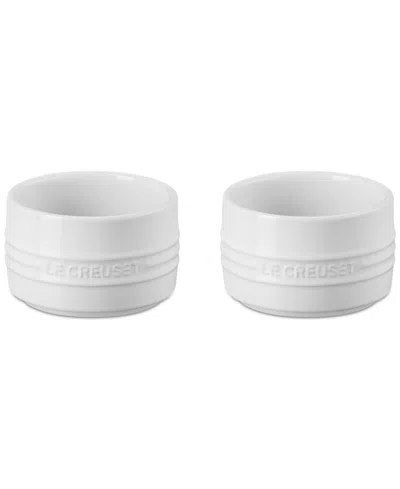 Le Creuset Stoneware Round Ramekin Straight Wall Set In White